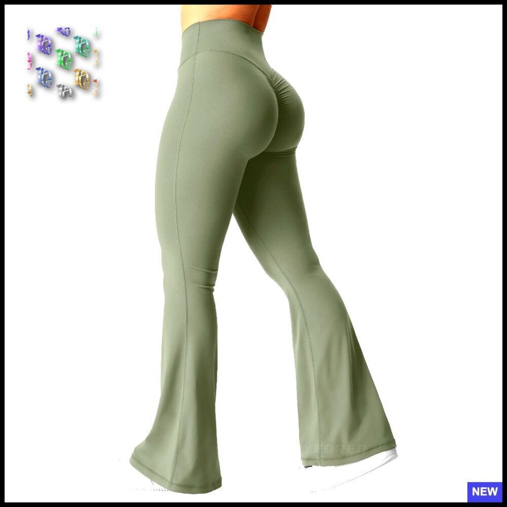 Flared Yoga Leggings High V-Waist Scrunch Butt Lift Retro Style Activewear
